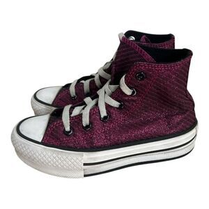 Converse Platform Lift Sneaker High Top Prime Pink Sparkle Size 12 Girls Youth